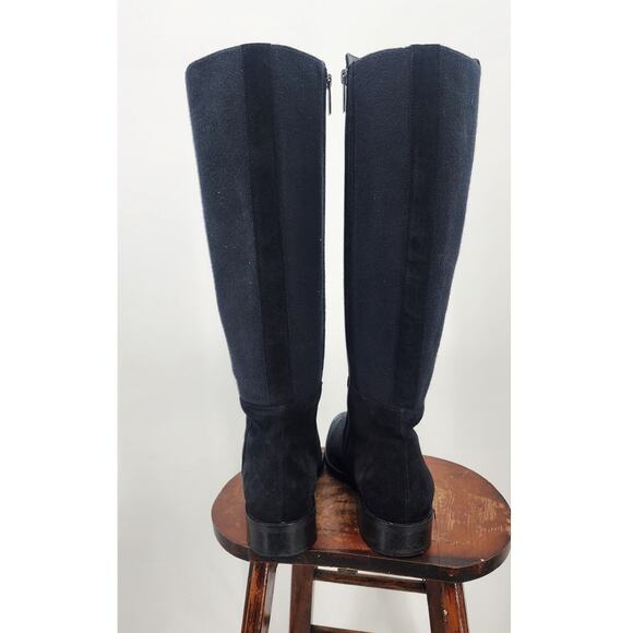 Aquatalia Knee High Suede Boots Stretch Panel Back‎ Size 9.5 Made In Italy - Picture 4 of 12